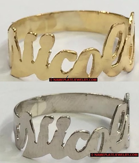 Silver or 14K GP Silver "360" Name Ring Band